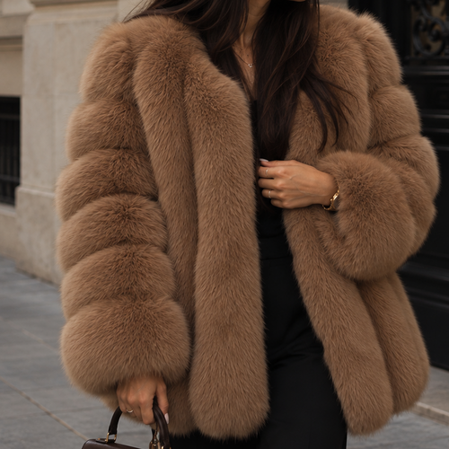MIA - 
Manteau Mi-Long en Fausse Fourrure